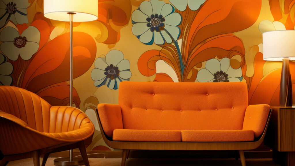Déco intérieure style années 70.